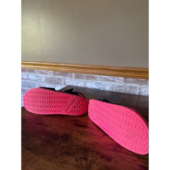 Adidas Womens Black & Pink Adjustable Sandals With Velcro Straps Size 7 - Picture 5 of 16